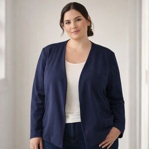 WANTABLE Wantable Navy Blue Open-Front Pointed Blazer Shoulder Pads Size 2X‎